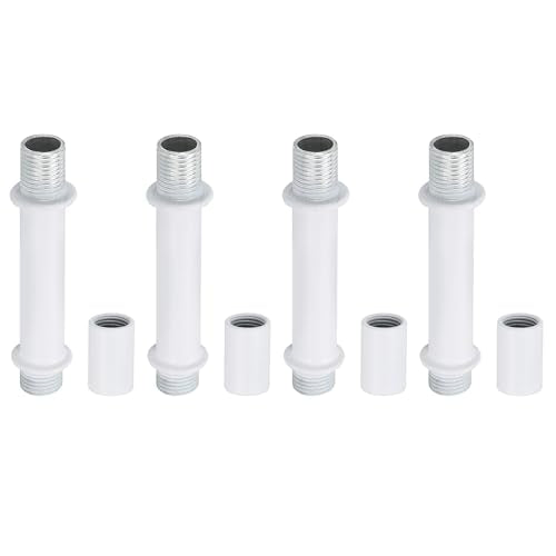 PATIKIL Straight Pipe Lamp Stems Rod Kit, 4Set M10 Carbon Steel 50mm(1.97") Long Double End Thread Rod with Coupling Nuts Sleeve Connector for Table Lamps Chandeliers, White - color: White, size: 50mm(1.97")