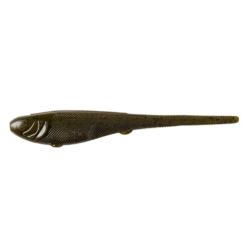 YUM Sniper Shad Soft Plastic – Realistic Minnow Bass Fishing Lure, Jig Head & Underspin Trailer, 3” 4” 5” Sizes, Multiple Colors - color: Green Pumpkin, size: 5"
