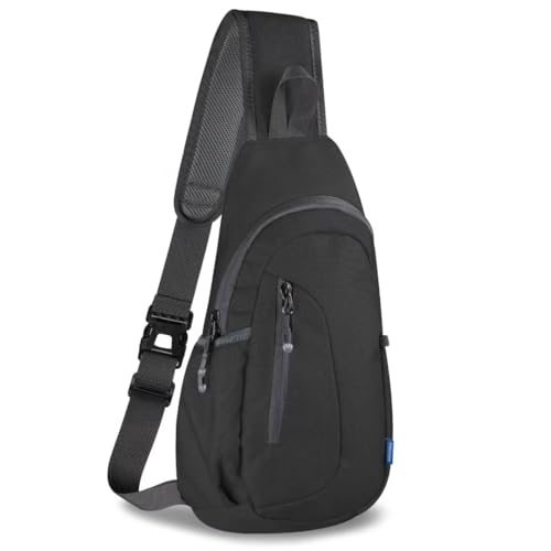 TITECOUGO Small Sling Bag, Lightweight Crossbody Backpack for Men Women, Shoulder Bag for Sports and Outdoor - color: Z1-canvas, Dark Black