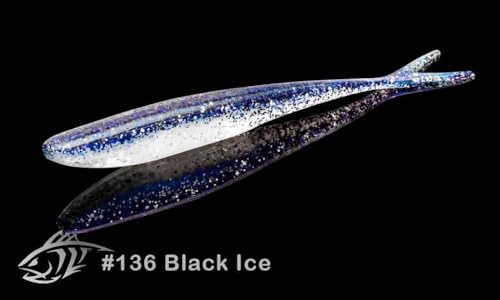 Lunker City Fishing 4.5" Freaky Fish Split Tail Soft Plastic Minnow Bass Lure Stick Bait Shad Jerkbait, 8 Per Bag, Made in The USA - color: 136 Black Ice