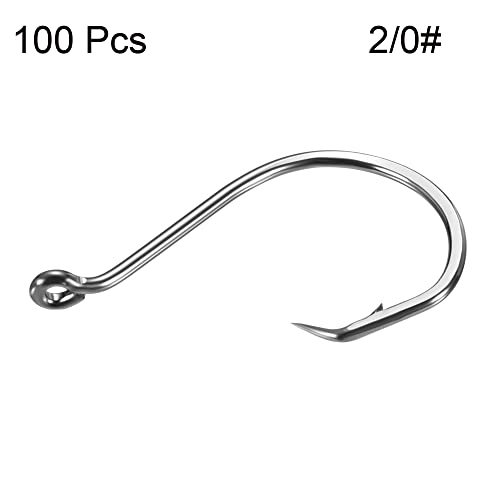 PATIKIL Fishing Circle Hooks Carbon Steel Offset Hook with Barbs for Freshwater Saltwater - size: 31mm/1.22"