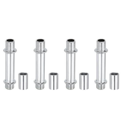 PATIKIL Straight Pipe Lamp Stems Rod Kit, 4Set M10 Carbon Steel 50mm(1.97") Long Double End Thread Rod with Coupling Nuts Sleeve Connector for Table Lamps Chandeliers, Silver Tone - color: Silver Tone, size: 50mm(1.97")