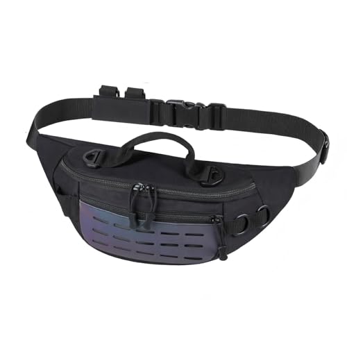 Outdoor Fanny Pack, Large Capacity Hiking Waist Packs with Adjustable Belt & Reflective Strip,good for Travel,Finshing,Running, Cycling(Black) - color: Black
