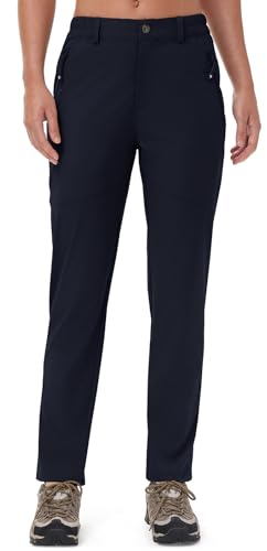 Rdruko Women's Hiking Pants Lightweight Quick Dry Water Resistant Outdoor Travel Fishing Pants with Pockets - color: 02 Navy Blue, size: Large
