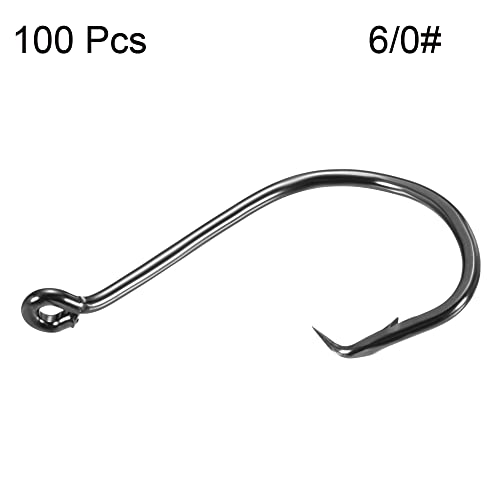 PATIKIL Fishing Circle Hooks Carbon Steel Offset Hook with Barbs for Freshwater Saltwater - size: 45mm/1.77"
