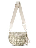 Pure Colour Crossbody Bag Bum Bag for Women,Spacious Purse Fanny Packs Belt Bag,Oversized Bum Bag (Khaki Beige Leopard Print Bum Bag) - color: Khaki Beige Leopard Print Bum Bag