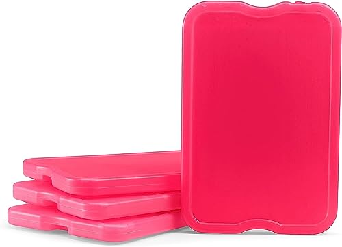 Cool Coolers by Fit & Fresh 4 Pack XL Slim Ice Packs, Quick Freeze Space Saving Reusable Ice Packs for Lunch Boxes or Coolers - color: Pink (4 Pack)