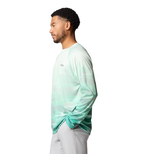 Columbia Men's Super Terminal Tackle PFG Fade Long Sleeve - color: Glaze Green/Obsidian Fotw Permit, size: Large