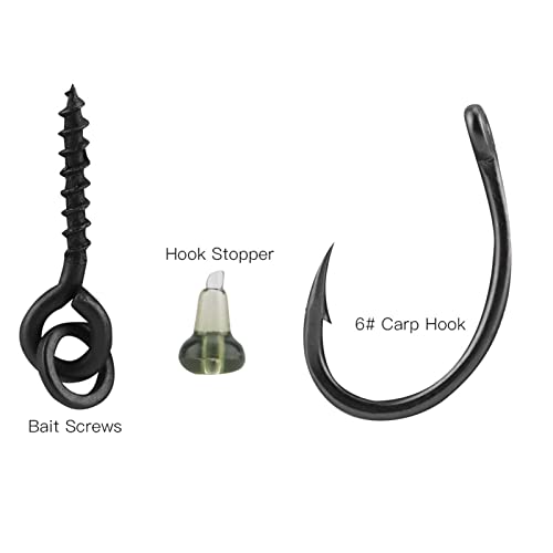 30 Pcs Carp Fishing Ronnie Rig Hook Bait Stoppers and Screws Terminal Tackle Set for Easy Bait Connection Carp Fishing Accessories Equipment Kit