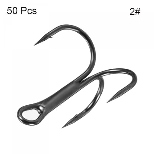 PATIKIL Treble Fish Hooks, Carbon Steel Sharp Round Bend Hook Triple Barbed Hook for Freshwater Saltwater - color: Black, size: 26mm/1.02"