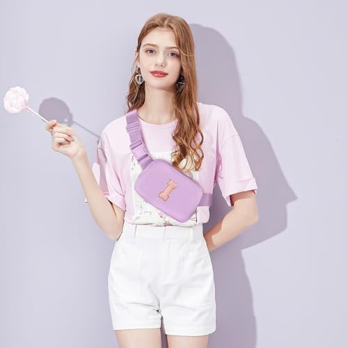 Gitus Initial Belt Bag Fanny Pack Crossbody Bag for Girls Birthday Gifts Age 8-10 Teen Girl Gifts Trend Stuff Personalized Letter Gifts for Daughter Sister (Lavender-I) - color: Lavender, style: I
