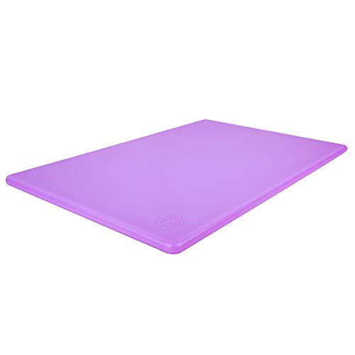 Commercial Purple Cutting Board for Allergens - 18 x 12 Inch Restaurant Approved 1/2" HDPP Plastic, Food Sensitivities and Allergies Color Coded - color: Purple