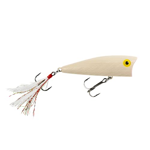 Rebel Pop-R Feathered Topwater Popper Fishing Lure - color: Bone