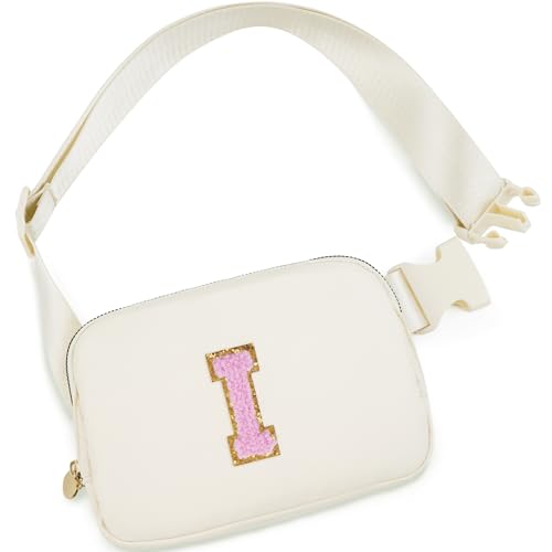 Uygafly Birthday Gifts for 4 5 6 7 8 9 10 11 12 13 Year Old Girl,Gift for Teen Girls Kids Toddler,Personalized Initial Fanny Pack Purse Crossbody Bag Belt Bag Cute Trendy Stuff | Cream,I - color: Cream, style: I
