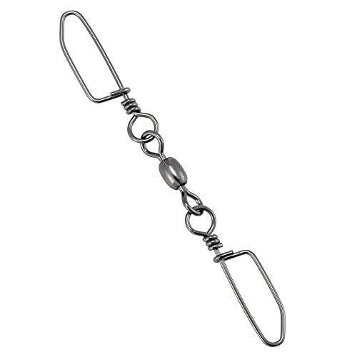 Dr.Fish 20 Pack Double Snap Swivels, High Strength Crane Barrel Swivels Coastlock Snaps Stainless Rust Resistant Saltwater Connector Trolling Planer Board Line Release Clips - size: #9*#00(Snap)-37LB