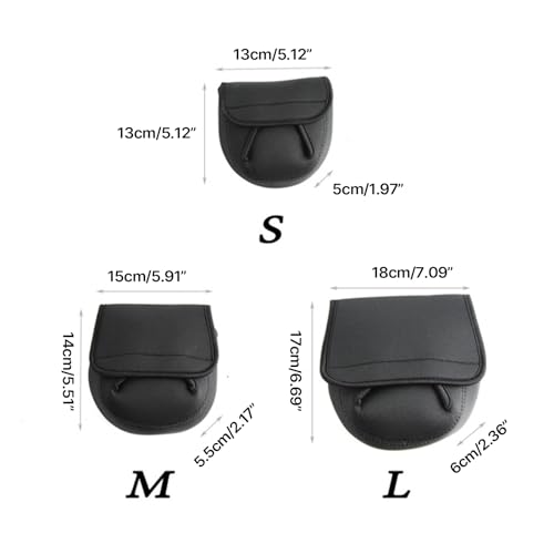 PURPLELILY Portable Spinnings Reel Cover Case Bag Fishing Reel Storage Bag Baitcasting Reel Cover Protective Pouches, Black, M - size: M