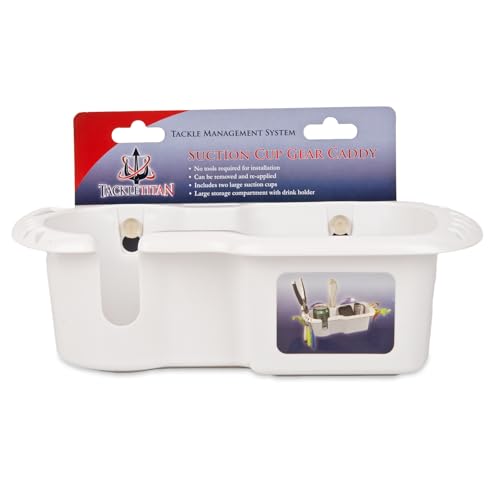 T-H Marine Tackle Titan Boat Gear Caddy Organizer - Weatherproof Fishing Gear Storage with Suction Cup Installation - Large White Tackle Storage Solution for Drinks, Tools, and Accessories