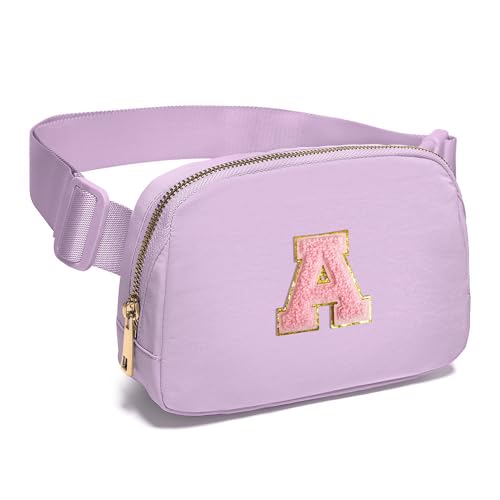 Gitus Initial Belt Bag Fanny Pack Crossbody Bag for Girls Birthday Gifts Age 8-10 Teen Girl Gifts Trend Stuff Personalized Letter Gifts for Daughter Sister (Lavender-A) - color: Lavender, style: A