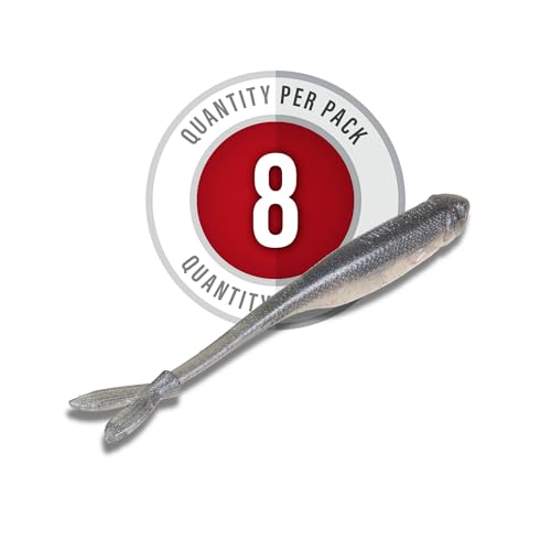 Strike King Spotlight Split Minnow Fishing Lure, Soft Plastic Jerkbait, 8-Pack - color: Pro Blue Red Pearl, size: 4"