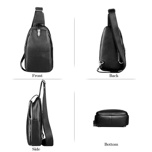 Vintage Leather Sling Bag Backpack for Men Crossbody Shoulder Chest DayPack Backpacks - color: #93black