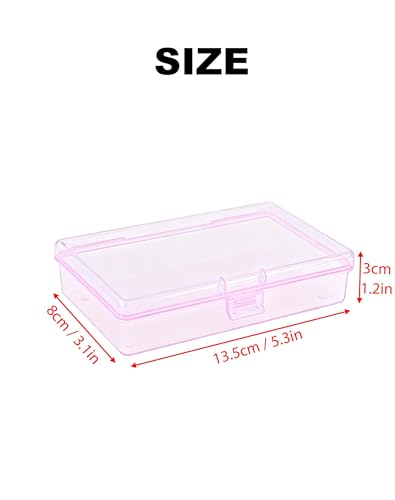 LJY 12 Pieces Rectangular Empty Mini Clear Plastic Organizer Storage Box Containers with Hinged Lids (5.3 x 3.1 x 1.2 inch, Pink) - color: Pink, size: 5.3 x 3.1 x 1.2 inch