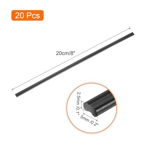 MECCANIXITY 20pcs 8 Inch Plastic Welding Rods PP Welding Strips Welder Rods for Car Bumper, Kayak Repair, Plastic Welder, Black