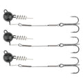Fishing Rig with Weighted Jig Head and Treble Hook – Screw Lock Bait Keeper for Soft Lures, 3PCS Pack for Saltwater and Freshwater Fishing - size: 1/4oz, style: Single
