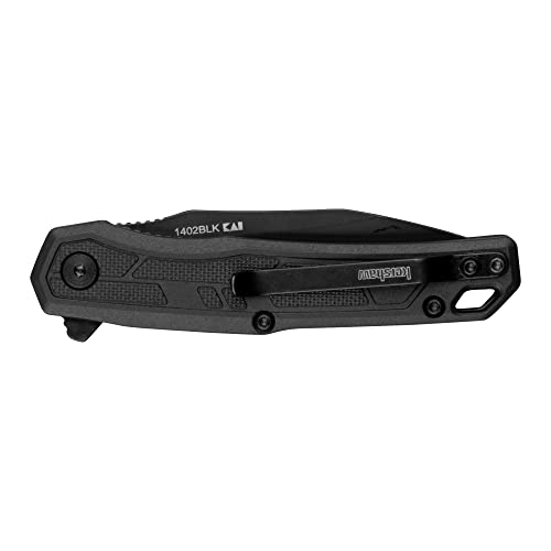 Kershaw Appa Pocket Knife, All-Black, 2.75 Inch Steel Reverse Tanto Blade, EDC with Assisted Opening, Reversible Pocketclip, Everyday Carry Pocket Knife for Men and Women - color: Black