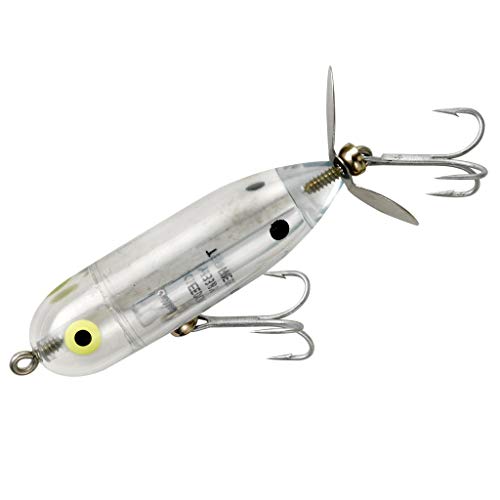 Heddon Torpedo Prop-Bait Topwater Fishing Lure with Spinner Action - color: Clear, size: 3/8 oz (2 1/2 Inch)