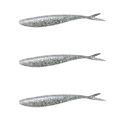 Lunker City Fishing 4.5" Freaky Fish Split Tail Soft Plastic Minnow Bass Lure Stick Bait Shad Jerkbait, 8 Per Bag, Made in The USA - color: 104 Chrome