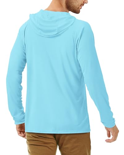Roadbox UPF 50+ Fishing Shirts for Men, Long Sleeve UV Sun Protection Hoodie, Outdoor Hiking Running Swimming Rash Guard - color: 1 Pack-aqua Green, size: Medium