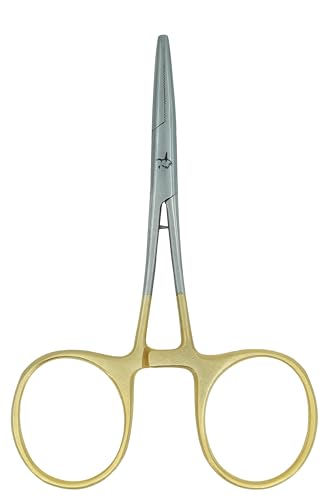 Kingfisher Fishing Accessory Fly Fishing Fat Finger Clamp Forcep Hemostat, Straight - color: Gold, size: 5 Inch