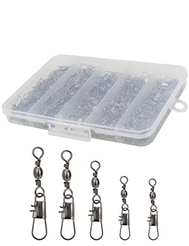 Fishing Swivels Snap Swivels 210pcs Barrel Swivels with Snaps, Fishing Swivels Saltwater Freshwater Snap Connector