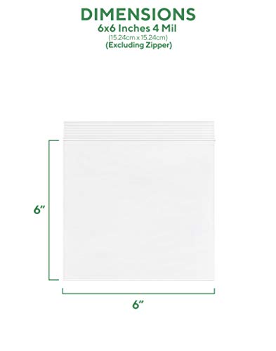 6" x 6" Heavy-Duty Zip Bags - 200 Count - Clear Plastic Reclosable Zipper Baggies, 4 Mil Thick Freezer Storage Poly Bags with Resealable Zip Top Lock for Packaging Food, Tools & Sharp Objects. - size: 6" x 6"