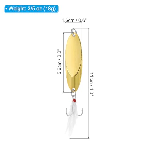PATIKIL Fishing Spoons, Fishing Lures Casting Spoon Treble Hooks Jigs Hard Metal Spinner Baits for Freshwater Saltwater - style: 3/5oz