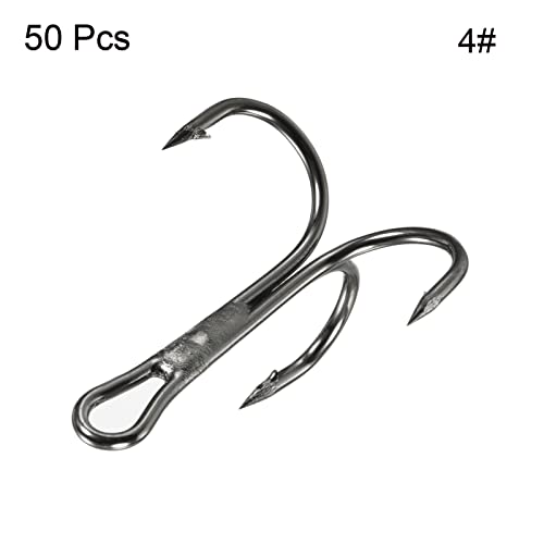 PATIKIL Treble Fish Hooks, Carbon Steel Sharp Round Bend Hook Triple Barbed Hook for Freshwater Saltwater - color: Black, size: 23mm/0.91"