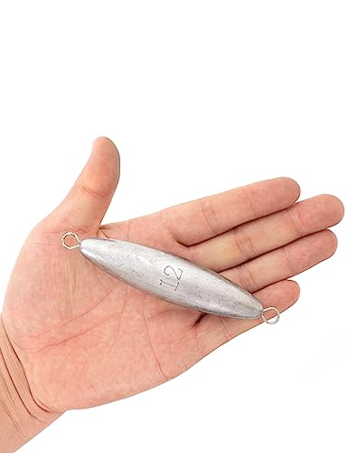 BLUEWING Torpedo Sinker Through Wire Fishing Weight Saltwater Bullet Lead Double Ringed 2oz-48oz - style: #07 12 Ounce, 2 Pack