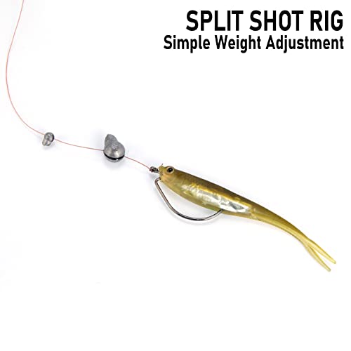 Dr.Fish 100 Pack Removable Split Shot Weights Lead Fishing Sinkers Fly Fishing Line Sinkers Reuseable Clip On Weights Freshwater Saltwater - size: #B(1/50 oz)