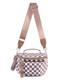 Checkered Crossbody Bag Bum Bag For Women,Spacious Checkered Purse Fanny Packs,Upgraded Version With Carry Handle - color: Handle Checkered - Coffee