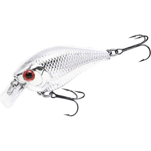 Lucky Craft LC 0.5 Squarebill Crankbait, Silent Fishing Lure for Bass Trout and Pike, Made in Japan, Freshwater Fishing Gear, Hard Bait Bass Lures - color: 074 Chrome