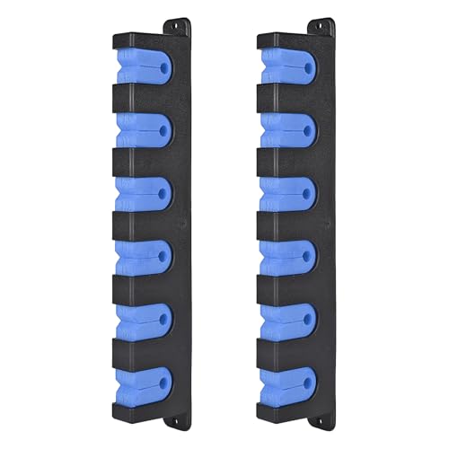 Axlksia Fishing Rod Holder Wall Mount, 1 Pair Fishing Pole Holders for Garage, Boats, 6 Fishing Rod Storage Racks (Horizontal Blue) - color: Horizontal Blue
