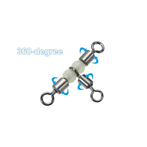 PATIKIL 3 Way Swivel Cross Line T Turn Rolling Tackle with Luminous Beads for Catfish Surf Rig - size: 0.9x0.5 Inch