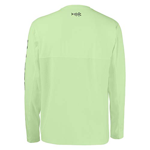 BASSDASH Fishing T Shirts for Men UV Sun Protection UPF 50+ Long Sleeve Tee T-Shirt - color: Apple Green/Dark Grey Logo, size: Medium