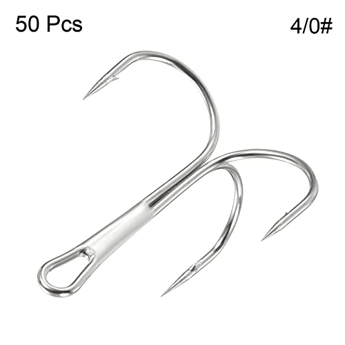 PATIKIL Treble Fish Hooks, Carbon Steel Sharp Round Bend Hook Triple Barbed Hook for Freshwater Saltwater - color: White, size: 44mm/1.73"