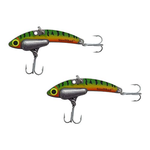 SteelShad - Mini Series (1/4 oz) - 2 Pack - Lipless Crankbait for Freshwater Fishing - Perfect for Ice Fishing, Pan Fishing, Crappie, Walleye and Bass - color: Perch (Firetiger)