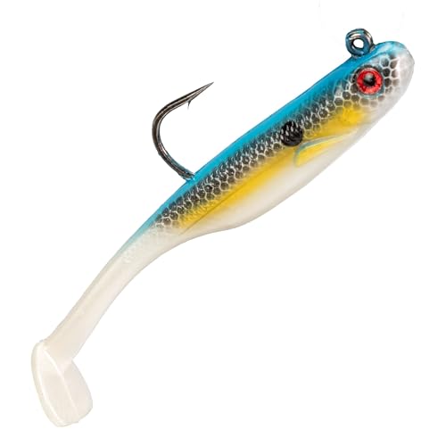 Strike King Homing Minnow Fishing Lure, Pre-Rigged Soft Plastic Swimbait, 3-Pack - color: Sexy Shad, size: 3"