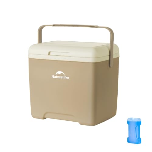 Naturehike 5.3/15/19 QT Hard Cooler, Insulated Ice Chest Box, Portable Ice Retention Cooler for Beach Camping Picnic Fishing Barbecue - color: Brown, size: 14.8QT