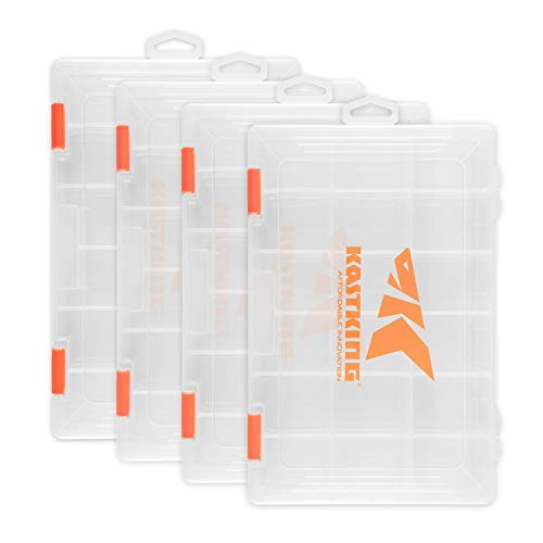 KastKing Tackle Boxes, Plastic Box, Plastic Storage Organizer Box with Removable Dividers - Fishing Tackle Storage - Box Organizer - 2 Packs /4 Packs Tackle Trays - Parts Box - color: Standard, size: 3600(4Pack)