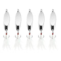 Fishing Spoons Fishing Lures Casting Spoon Metal Jig Lure Trout Lures for Freshwater/Saltwater, Reflective Spoons Bait with Treble Hooks Fishing Tackle 5 Pcs - color: Sliver (5pcs), size: 11/16oz