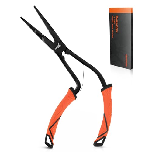 KastKing Paradox Fishing Pliers, Angled Fish Lip Gripper, Saltwater Resistant 420 Stainless Steel Fishing Tools, Fishing Pliers Hook Remover with Ergonomic Handle, Fishing Gifts for Men - style: E:11" Pistol Grip